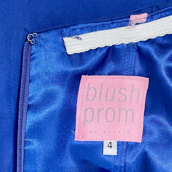 Blush Prom by Alexia Long Royal Blue Strapless Dress With Rhinestone Bustier - 4 - Picture 3 of 11